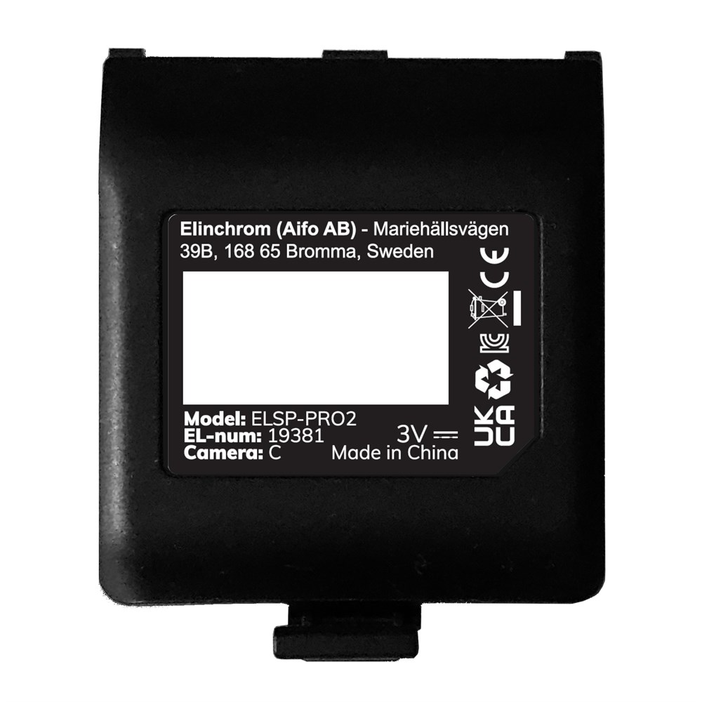 Elinchrom Pro X battery cover with product label for Canon version