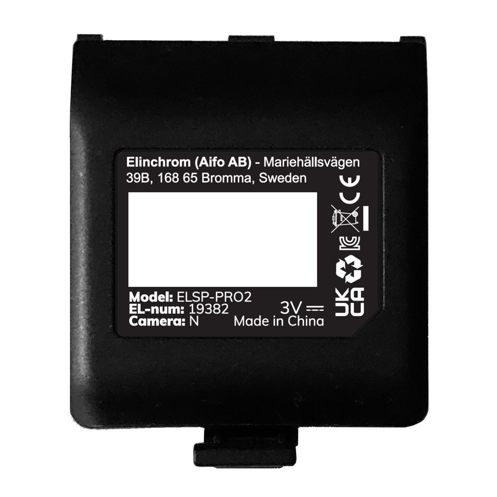 Elinchrom Pro X battery cover with product label for Nikon version.