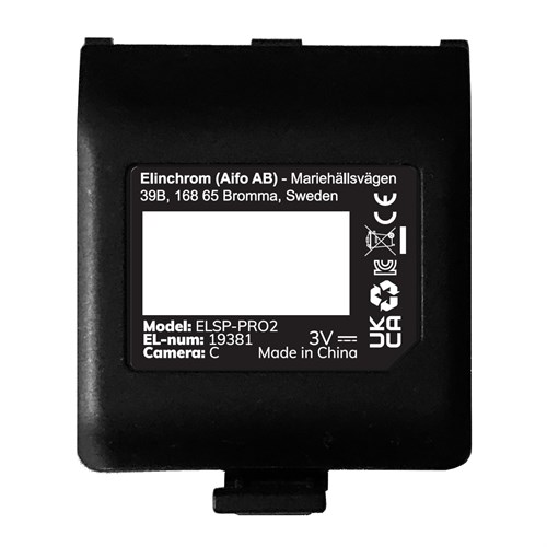 Elinchrom Pro X battery cover with product label for Canon version
