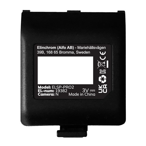 Elinchrom Pro X battery cover with product label for Nikon version.