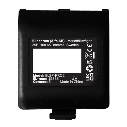 Elinchrom Pro X battery cover with product label for Sony version.